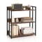 3-tier Corner Bookcase With Adjustable Shelves And Metal Frame